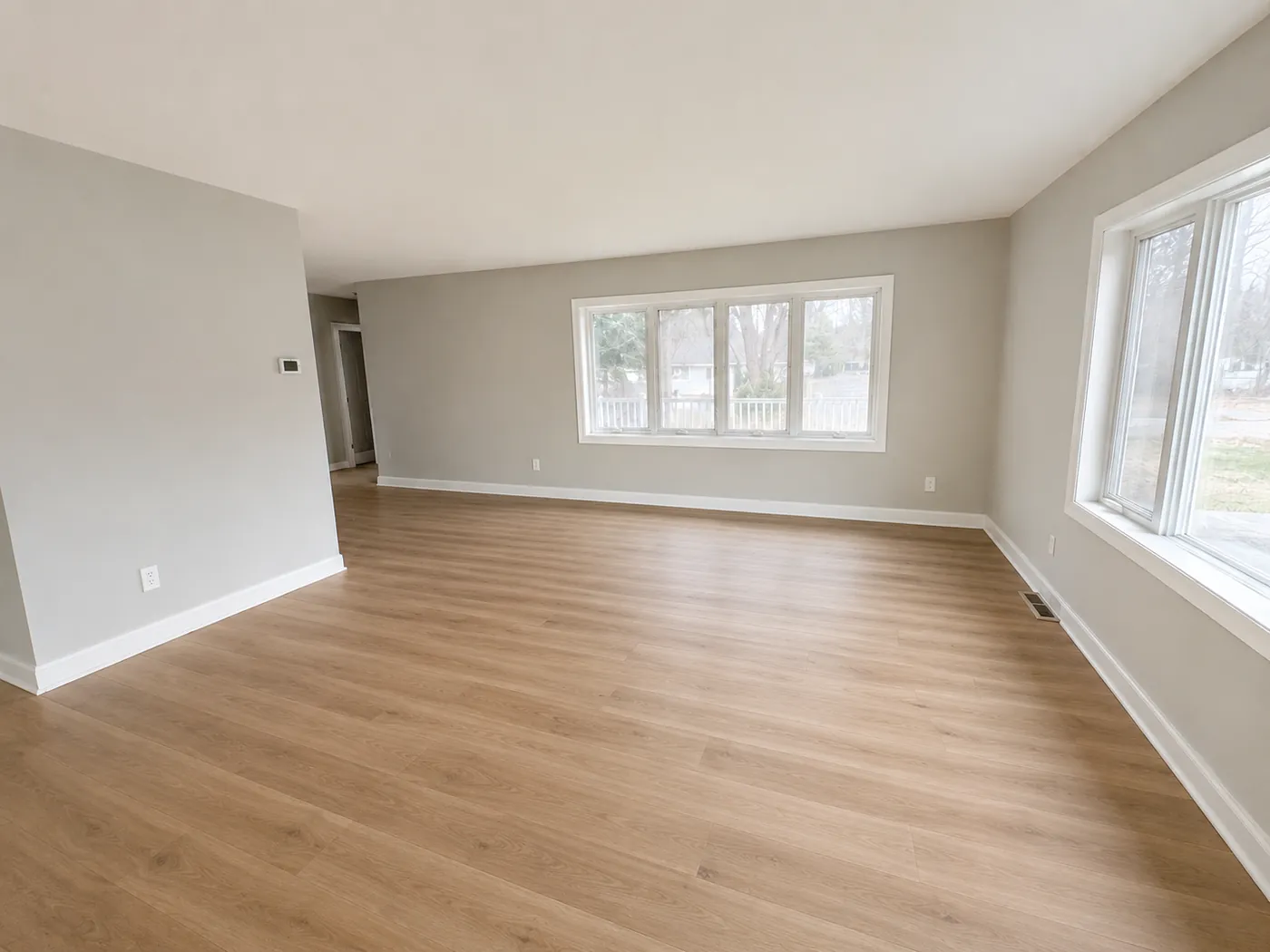 New wide-plank LVP flooring installation