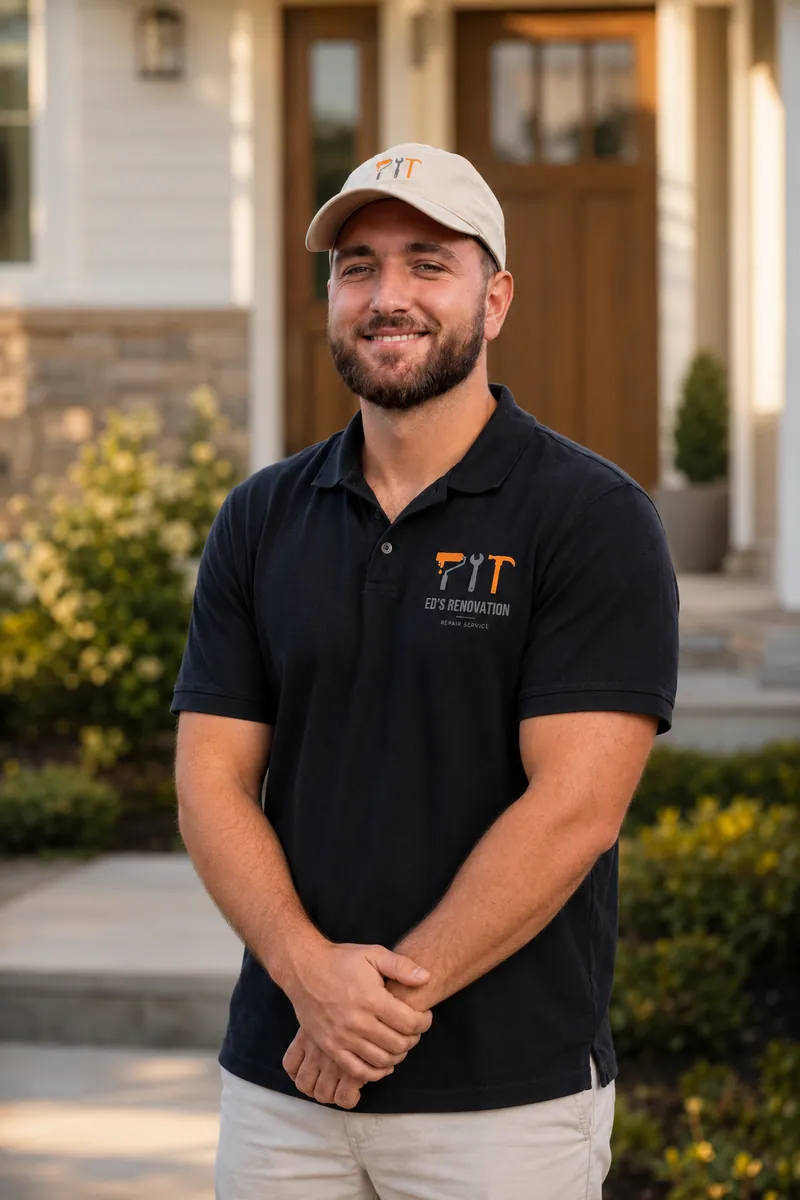 Eduard, owner of Ed's Renovation, on a front porch project